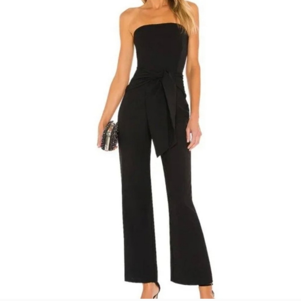 NWT REVOLVE Superdown Jordan Tie Waist Strapless Jumpsuit SZ XS